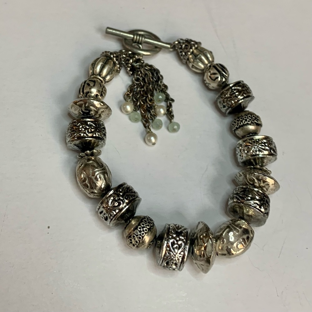 Bracelet Silvertone Beads